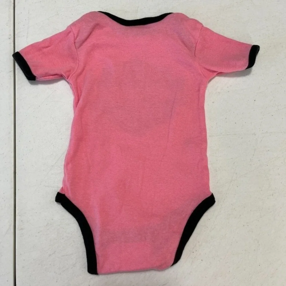 Harley Davidson Bar Shield Logo Pink Ringer Casual Bodysuit‎ Creeper Romper 3/6M